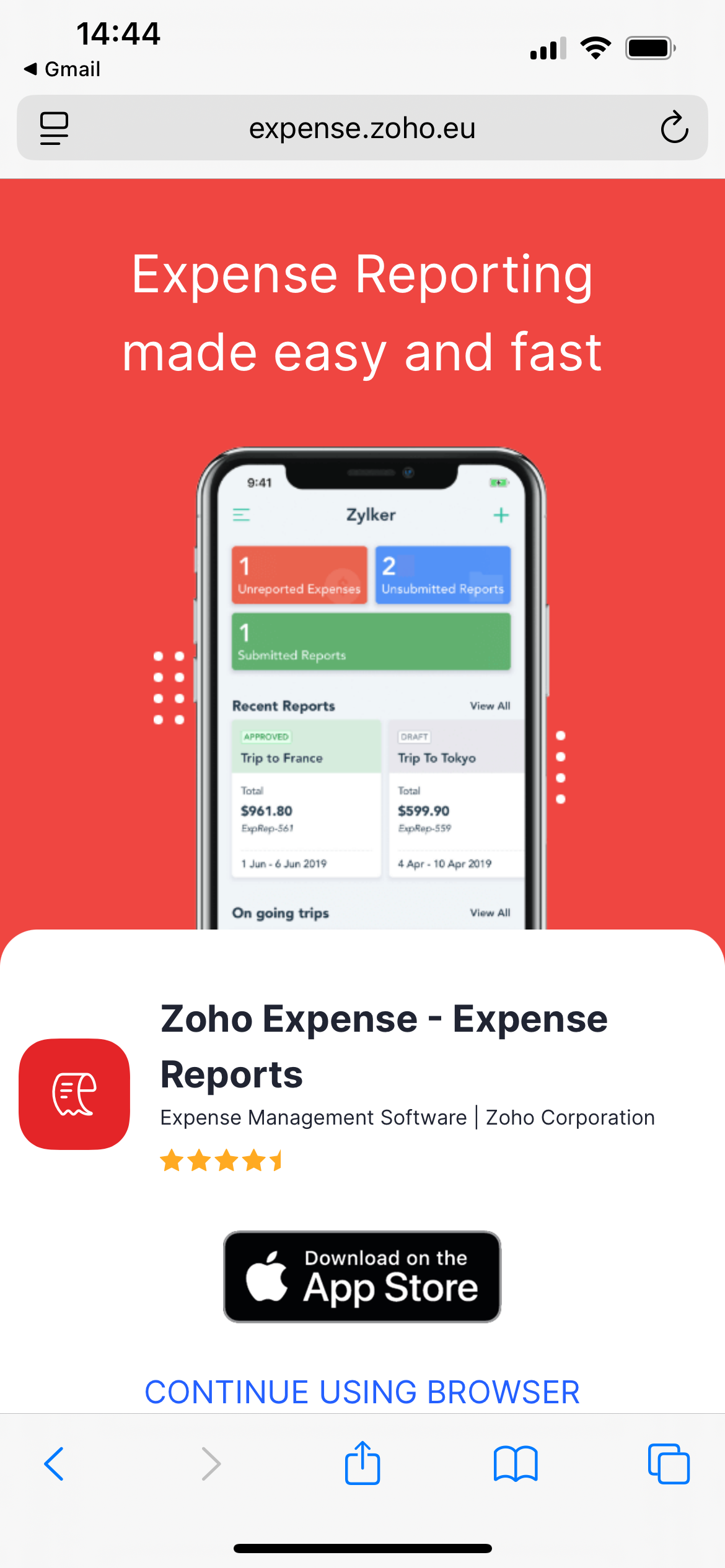 We recommend downloading the Zoho Expense app from your device app store. Allow the app to send you notifications so that you can receive updates about your claim.