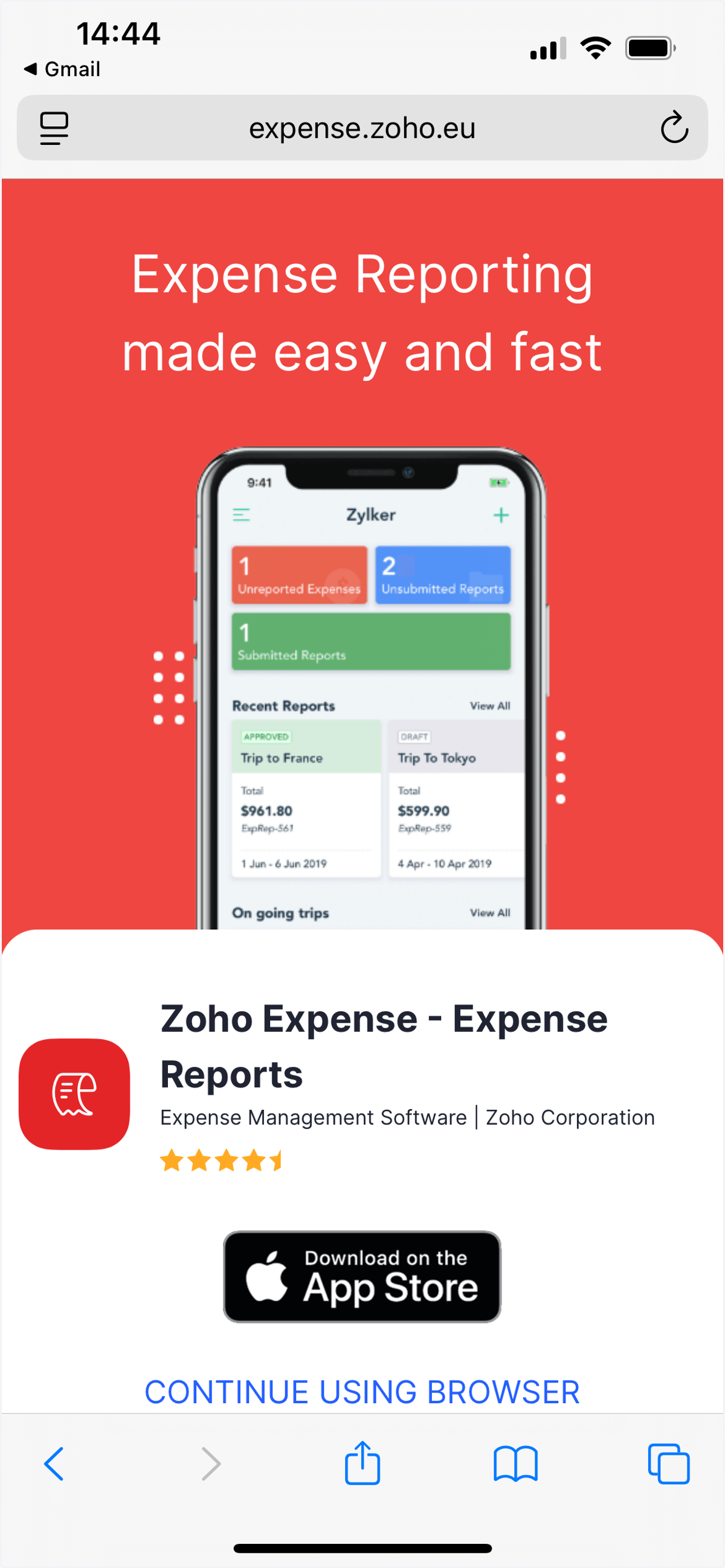 We recommend downloading the Zoho Expense app from your device app store. Allow the app to send you notifications so that you can receive updates about your claim.