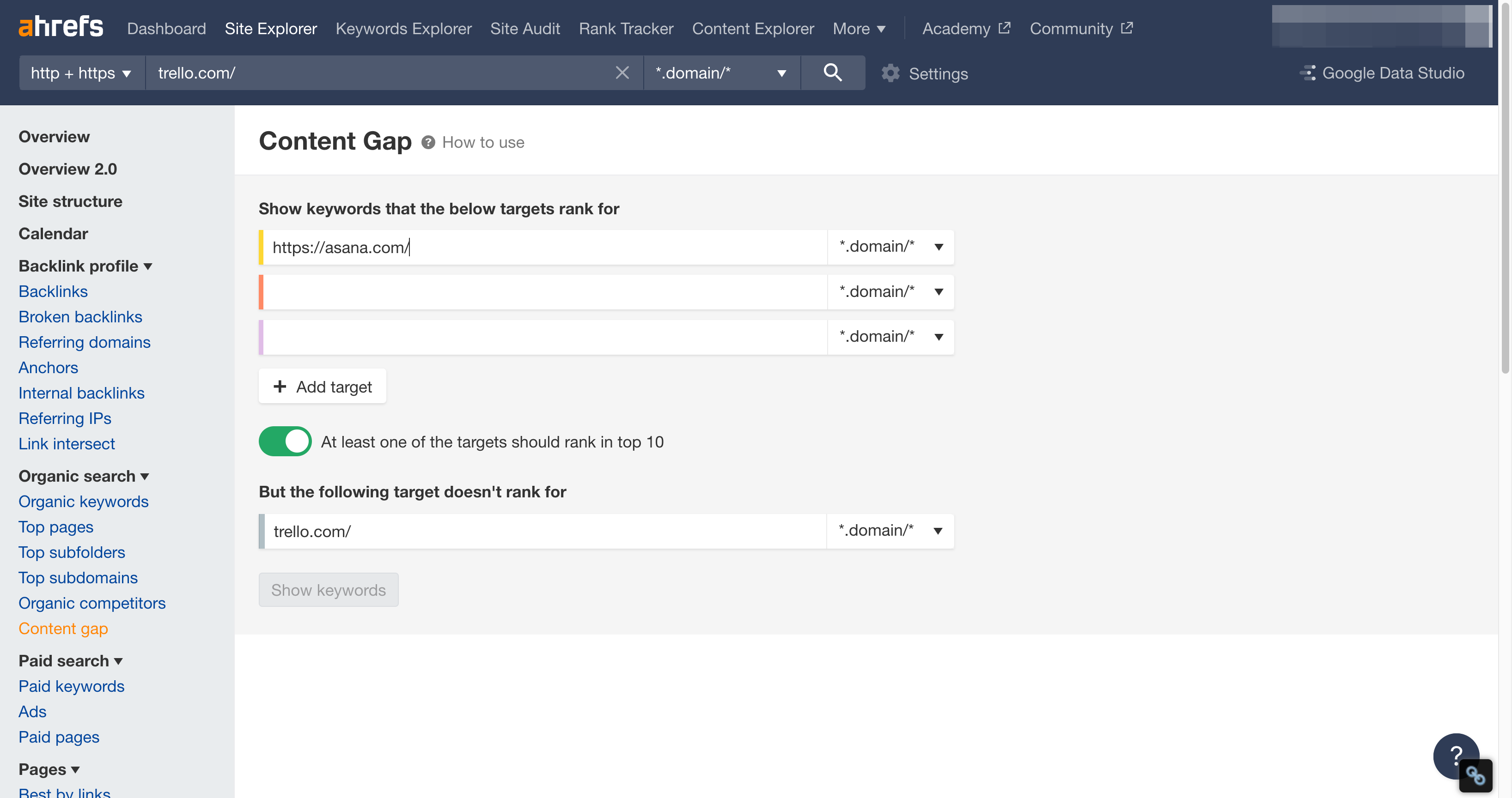 Paste the first URL you'd like to compare to