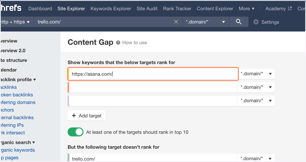 Paste the first URL you'd like to compare to