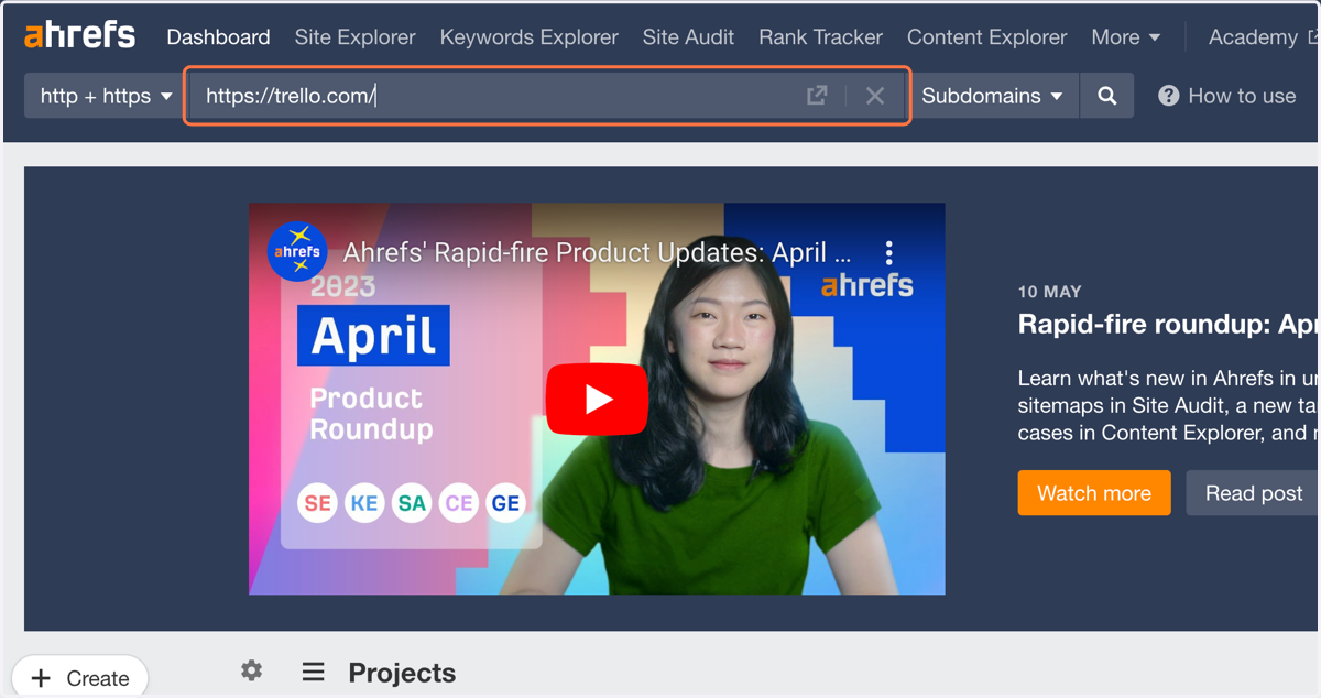 Paste your site's URL