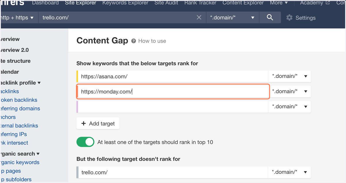Paste the second URL you'd like to compare to