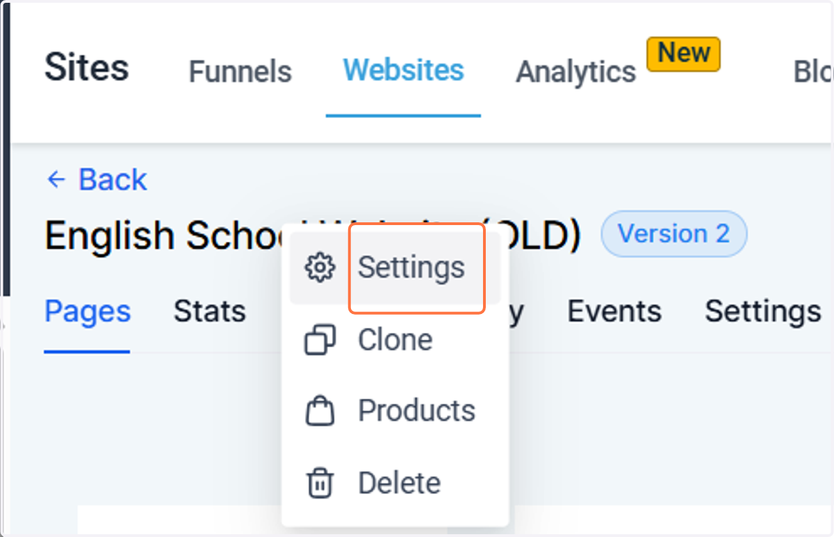 Click on Settings
