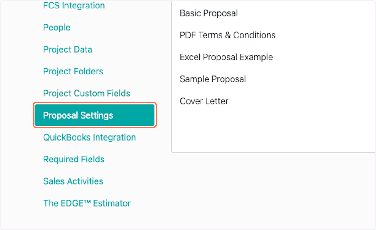 Click on Proposal Settings