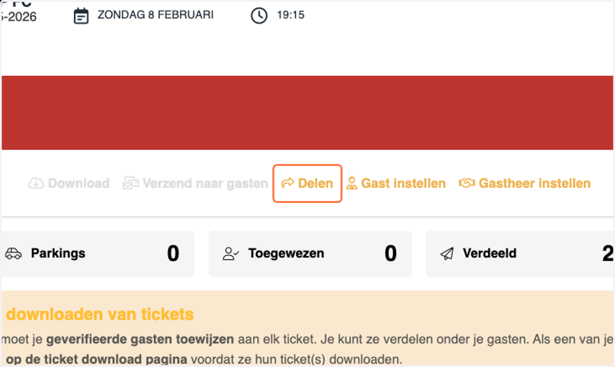 Klik vervolgens op delen.