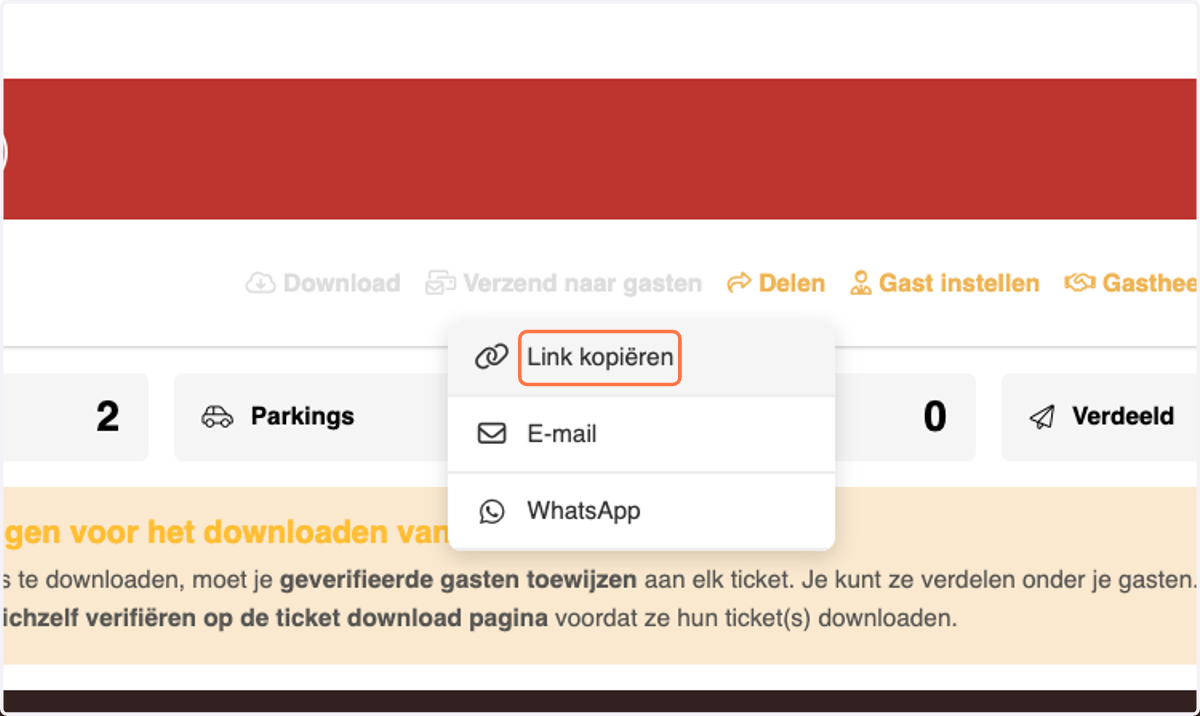 En kies welke optie voor u het beste uitkomt om de tickets te verdelen.