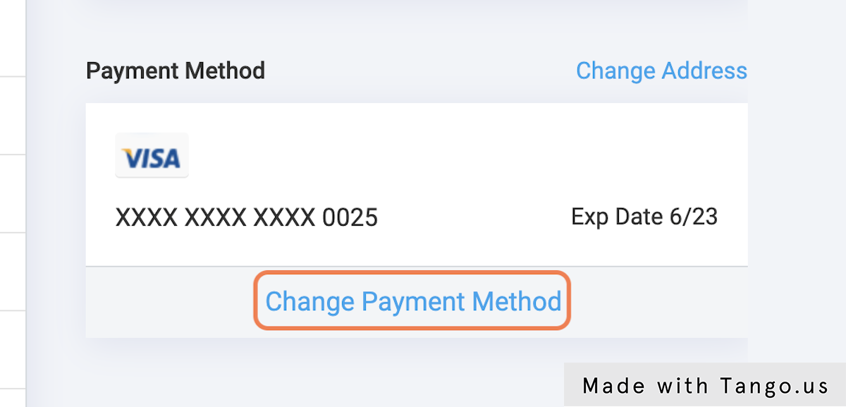 Click on Change Payment Method