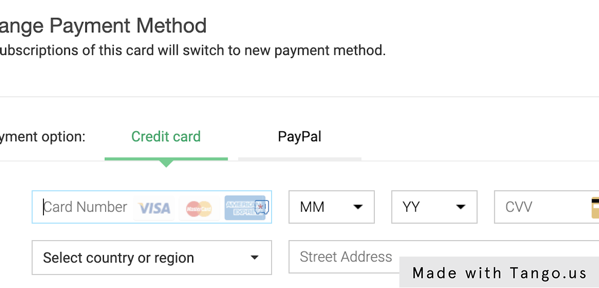 Click on Credit Card to add your card