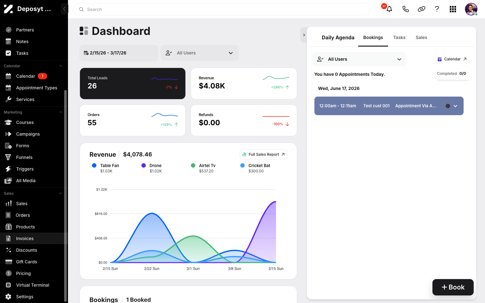 Step 1: On your Dashboard, navigate to the Invoices tab under the Sales section.