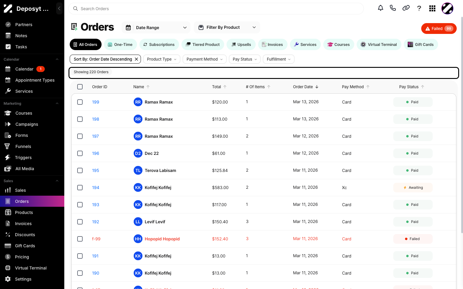 Step 2: You will then be navigated to the Orders tab.