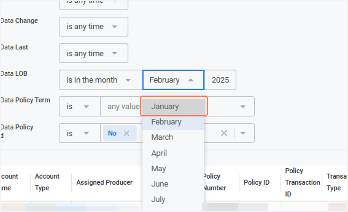 Select the month BEFORE the month the report is being pulled. For example, if you are pulling the report in February, select January.