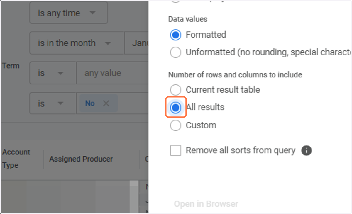 Select All results