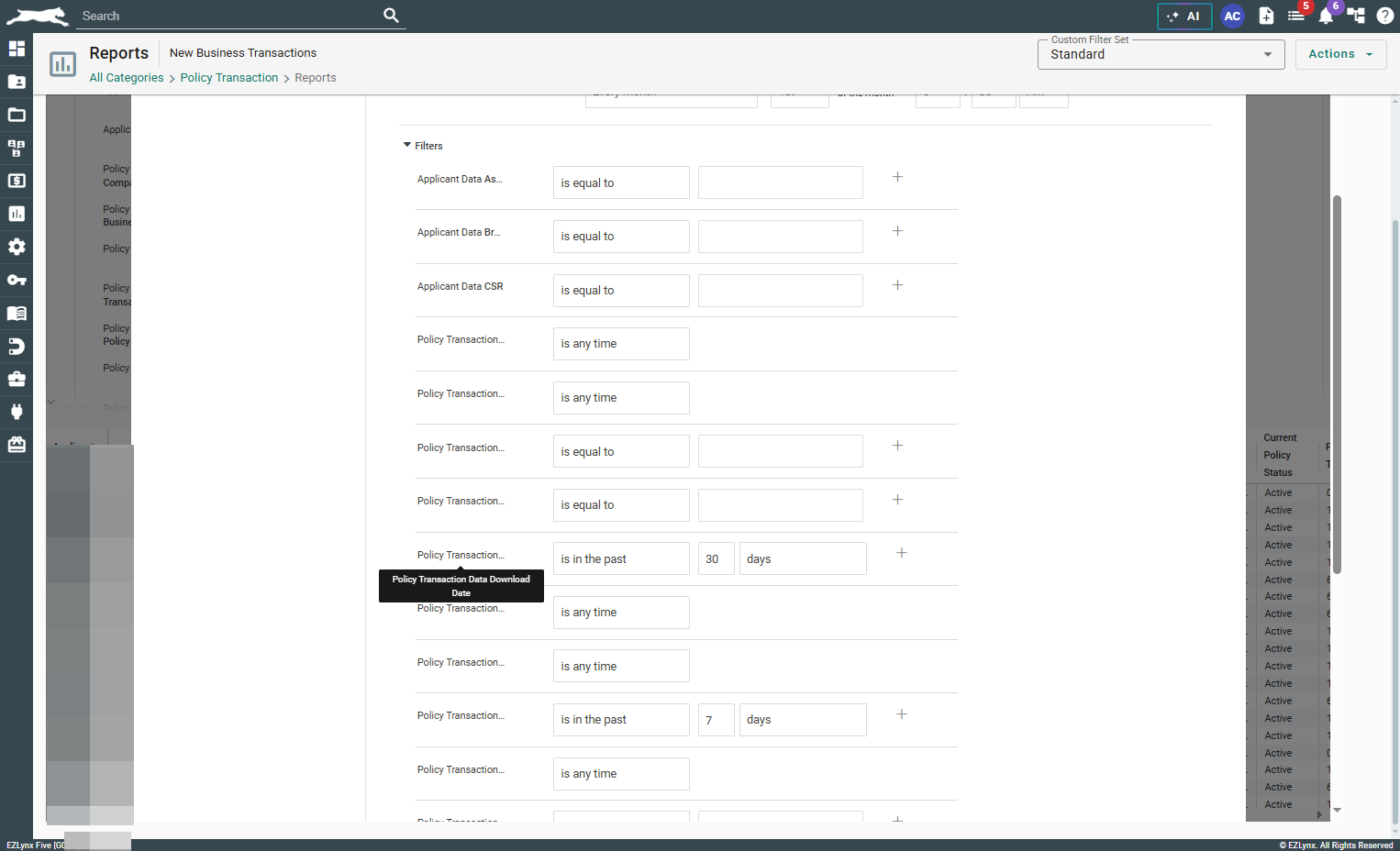 Click on Policy Transaction Data Download Date