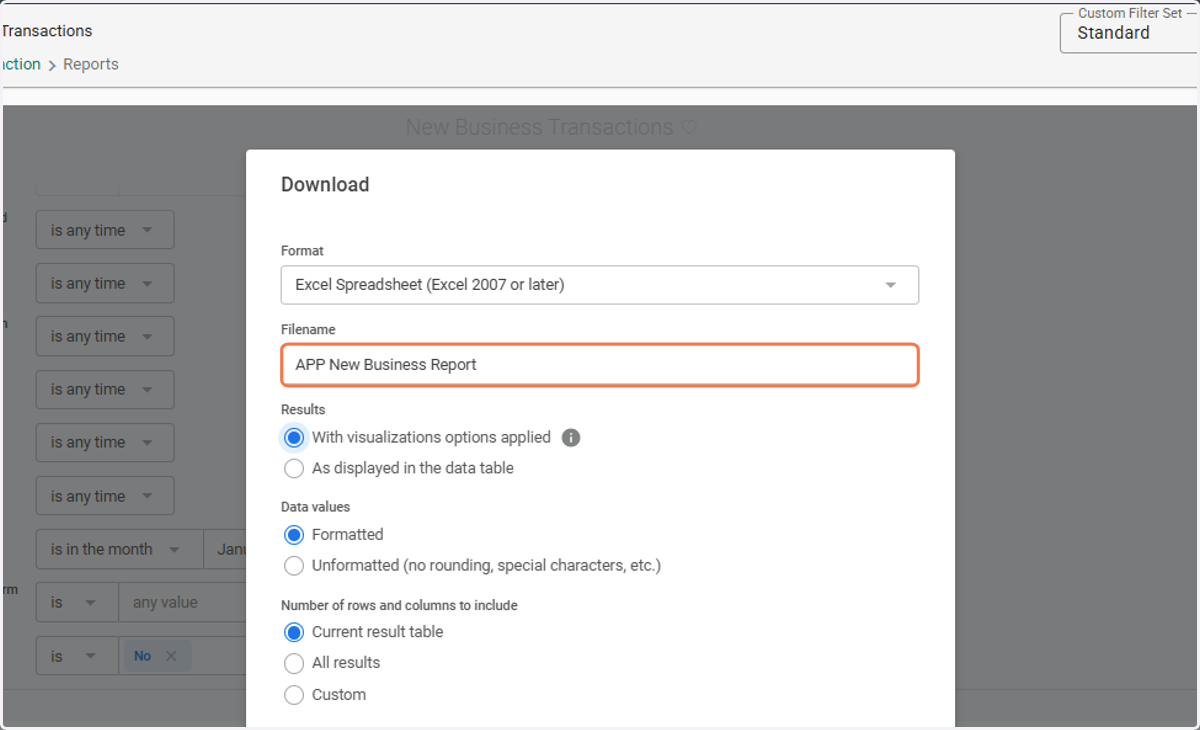 Name the report "APP New Business Report"