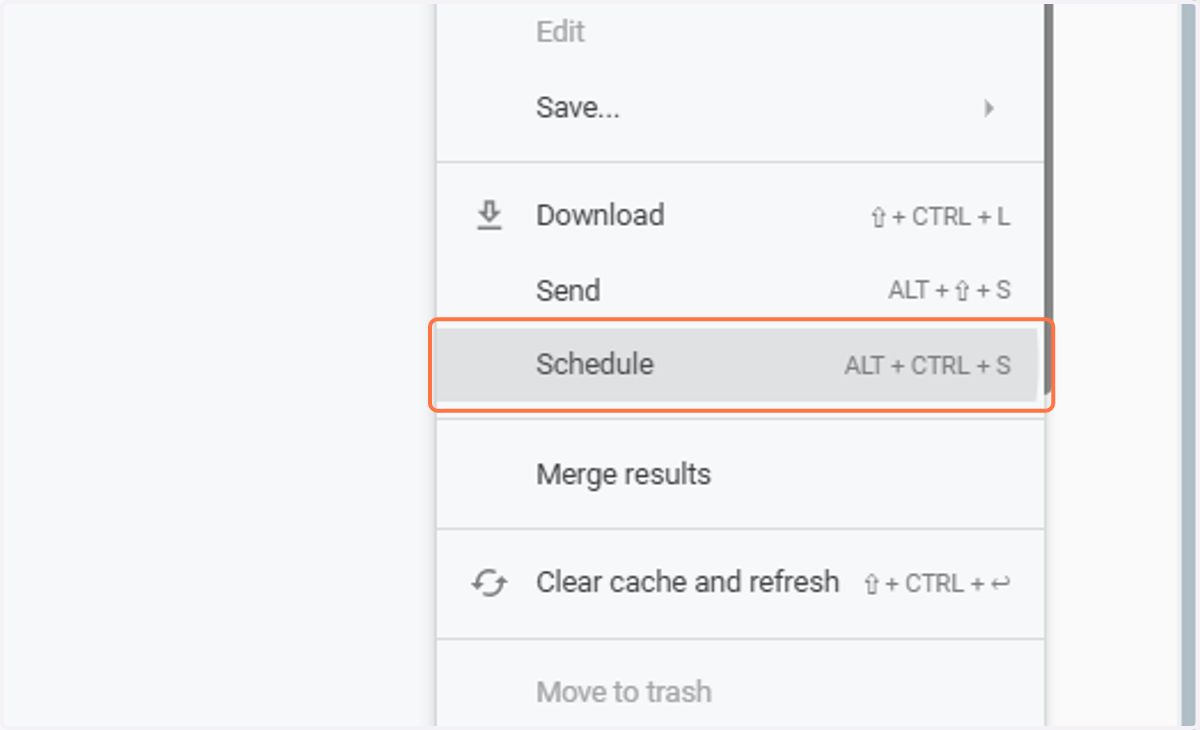 Click on Schedule (ALT + CTRL + S)