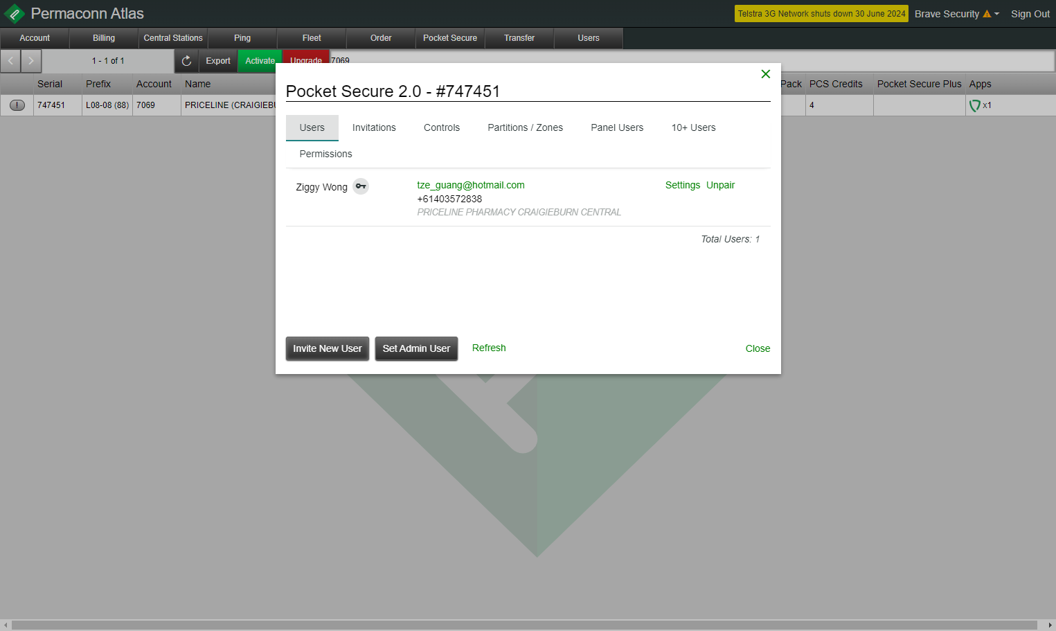 Click on Invite New User