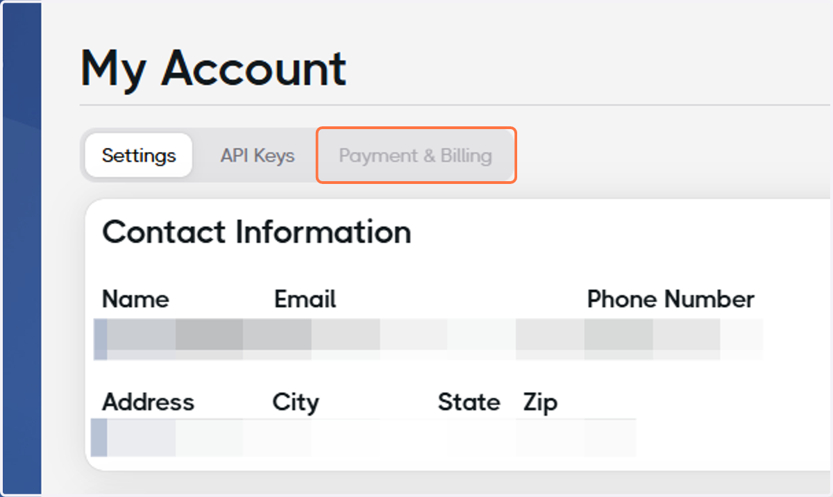 Click on Payment & Billing