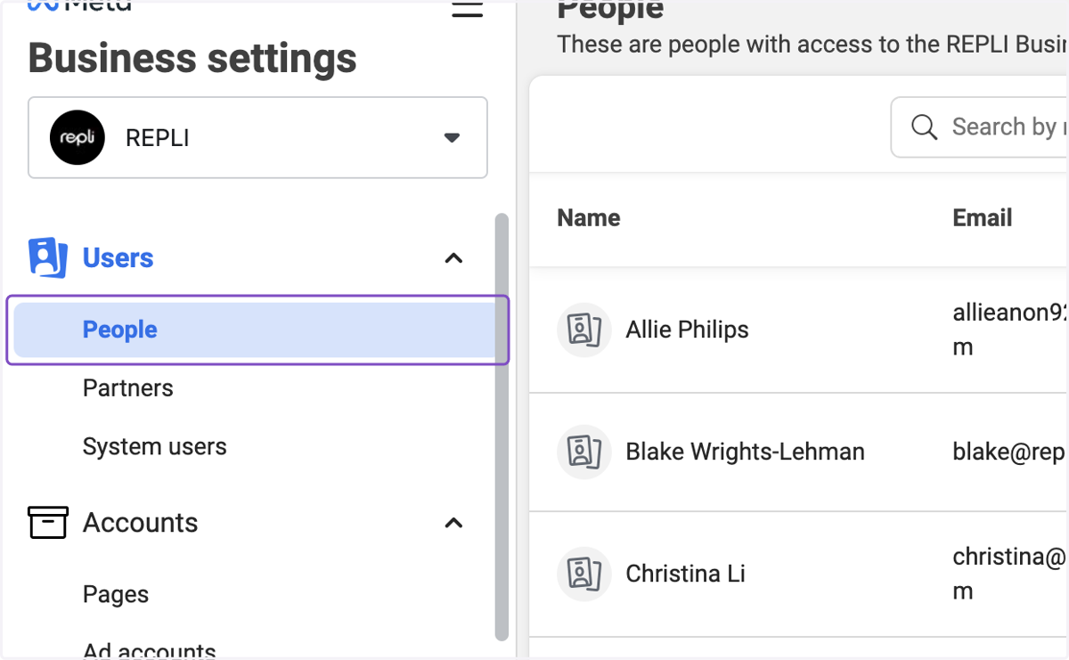 Click on People under Users