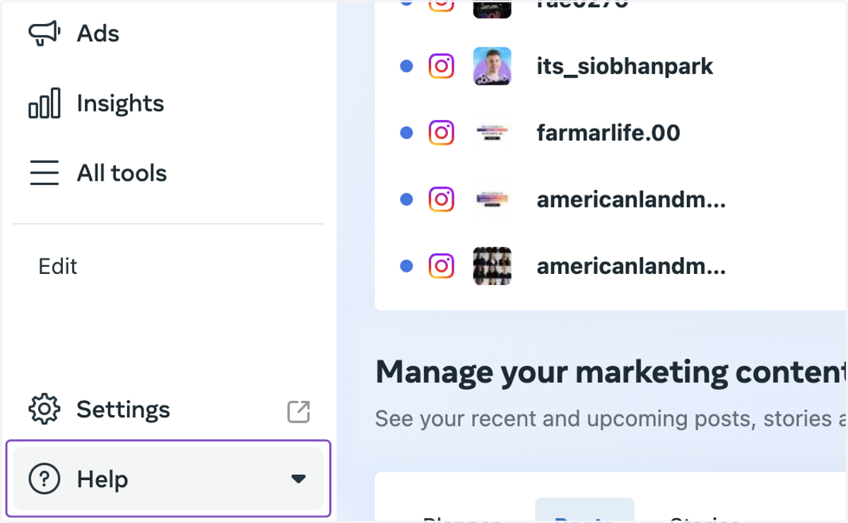 It will take you to Meta Business Suite, Then Click on Help Dropdown