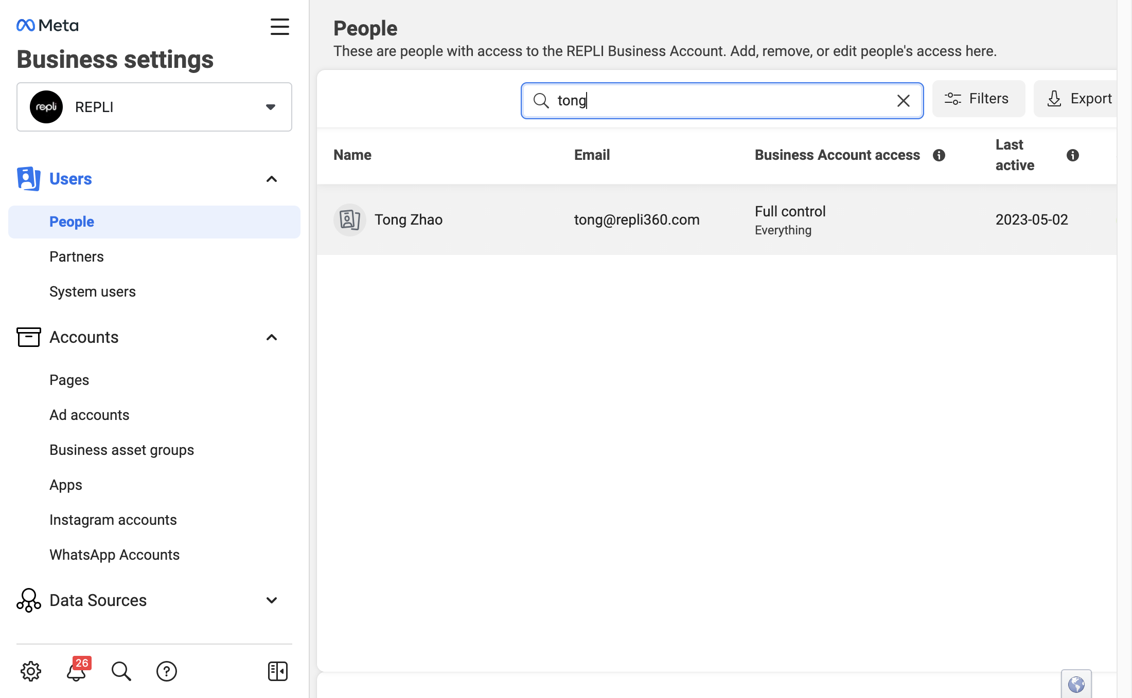 Check the Business Account access