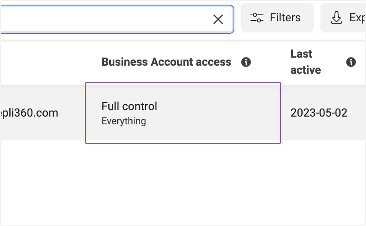 Check the Business Account access