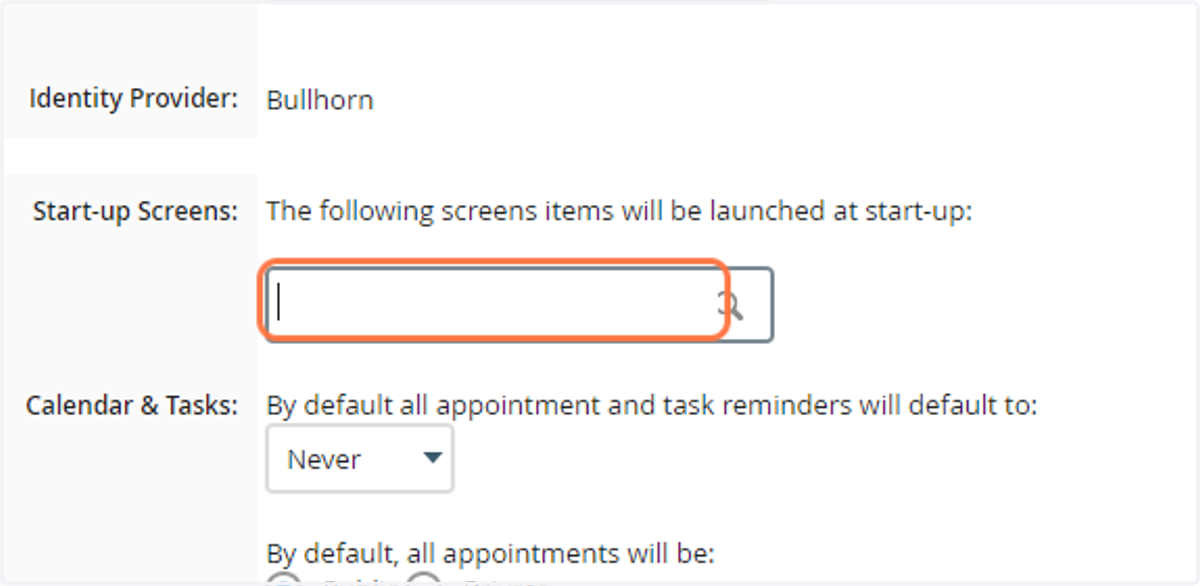 Click on Start-Up Screens