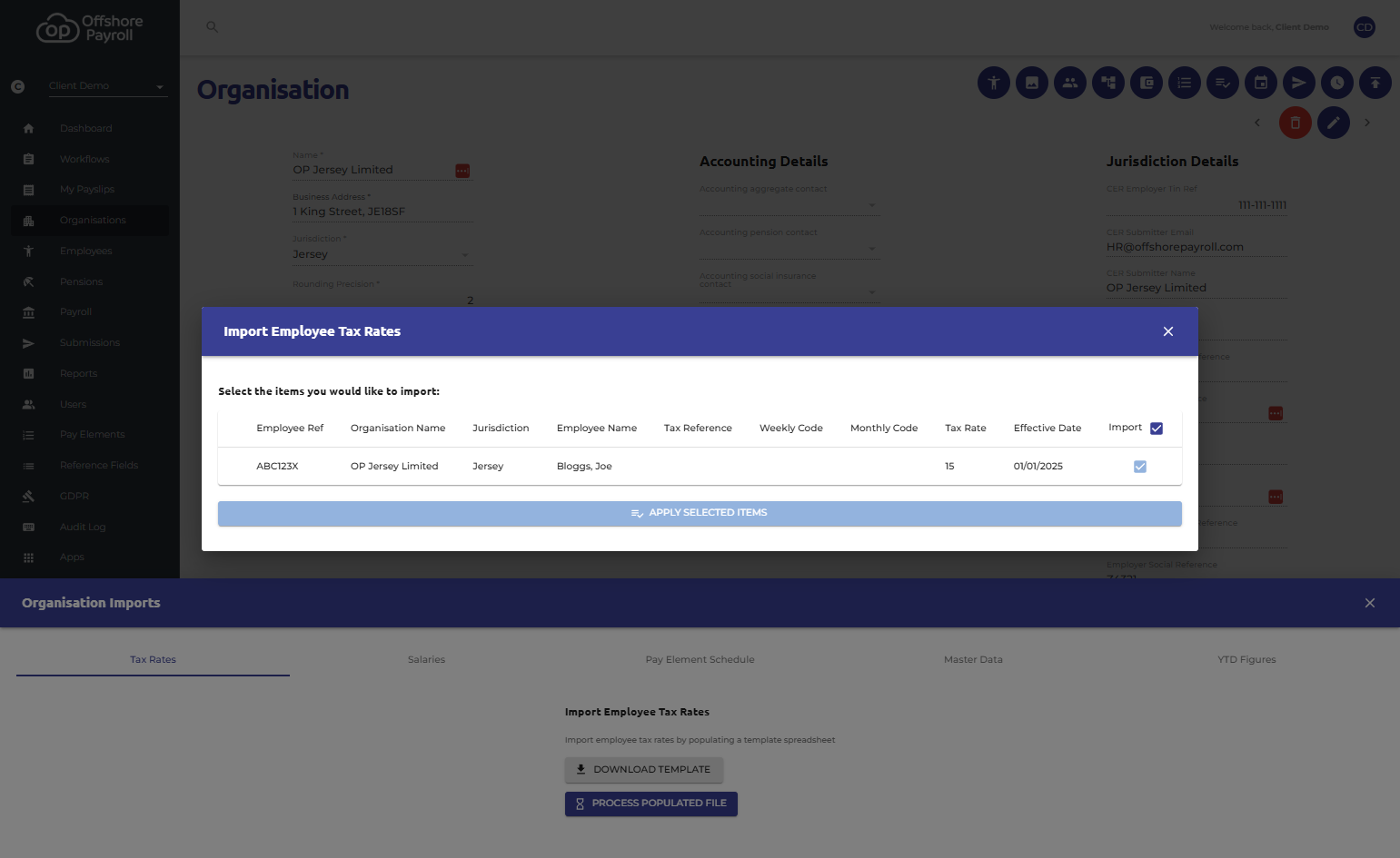 Check through your data in the pop-up window.