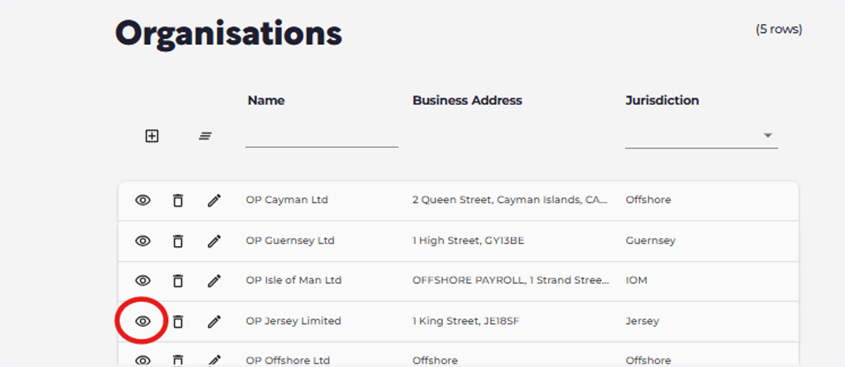 Click on View to open your organisation.