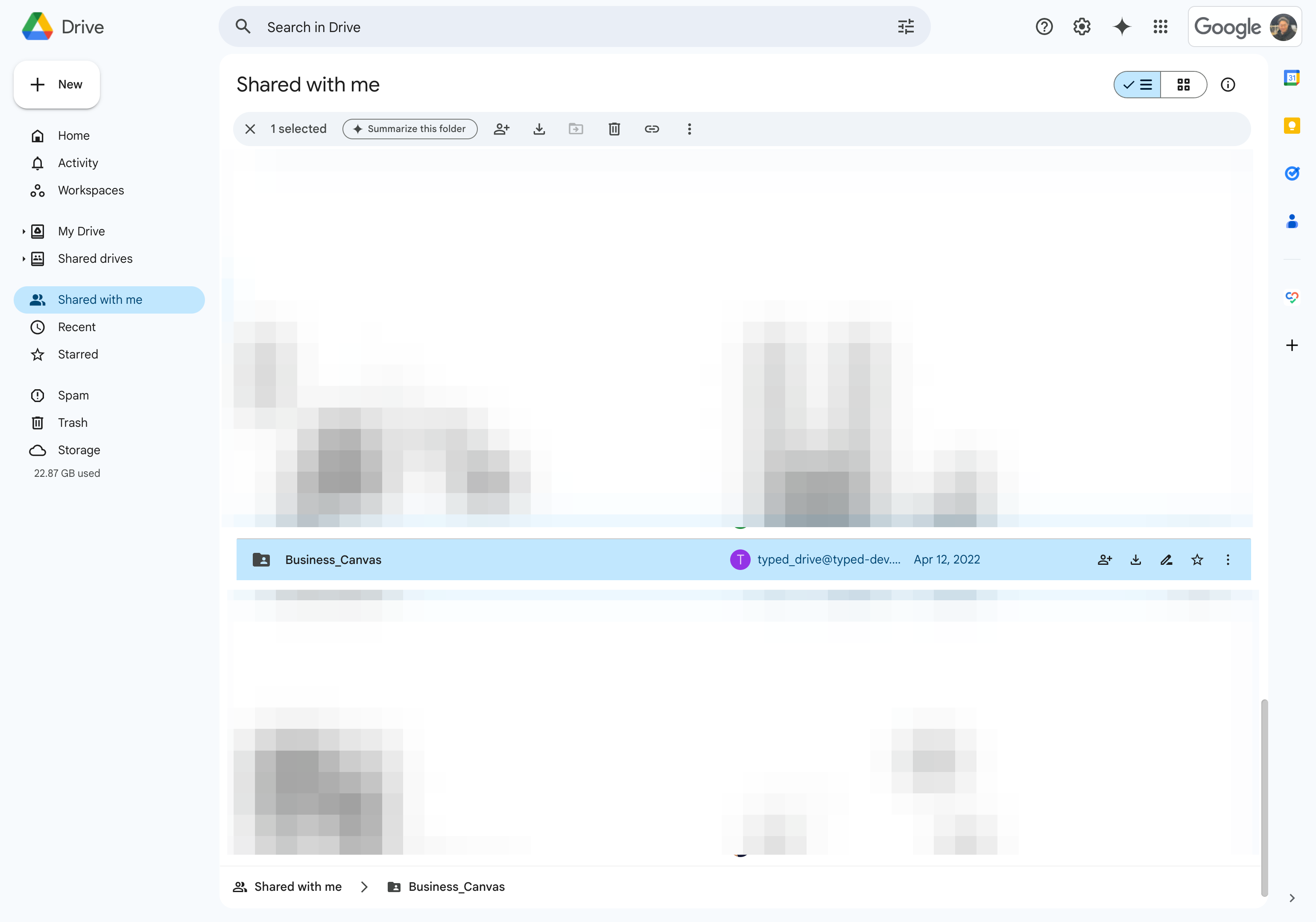 Select the folder with the same name as your active Typed Space. If you have not modified the name, it will be named "First Space"