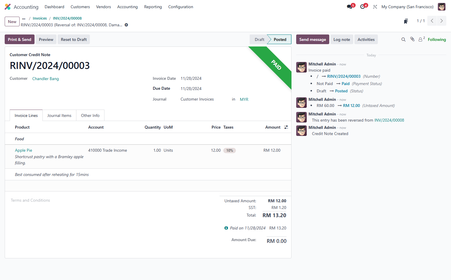 Click on INV/2024/00008