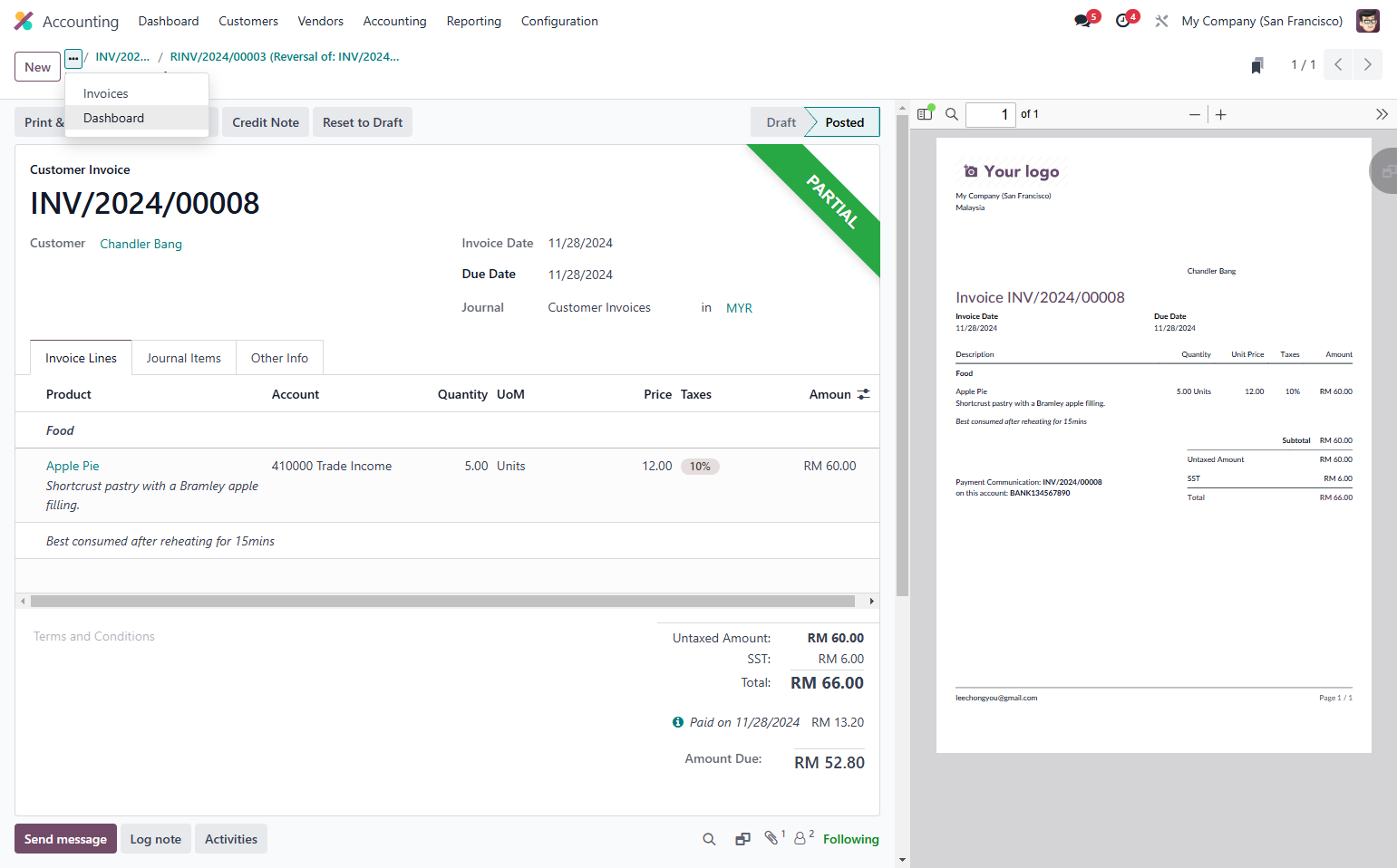 Click on Invoices