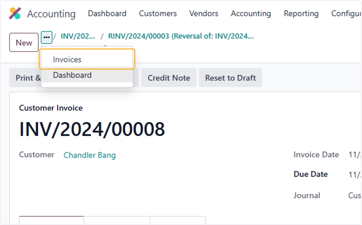 Click on Invoices