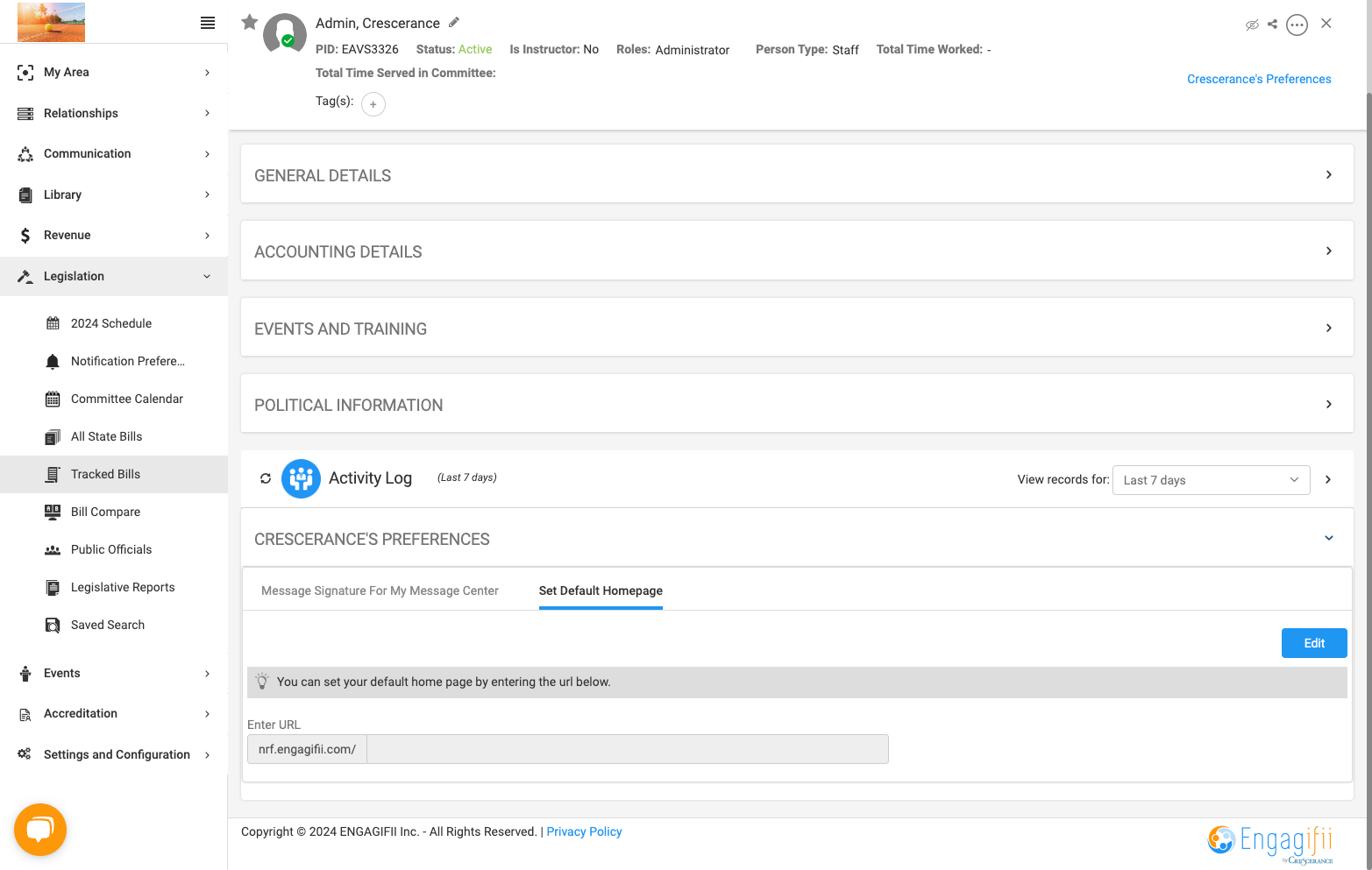 Click on the page you want to set as your default