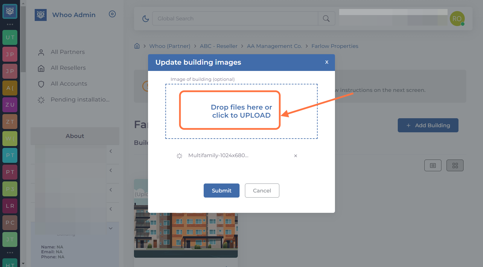 Choose a photo you like of your building & drop it in the upload section.