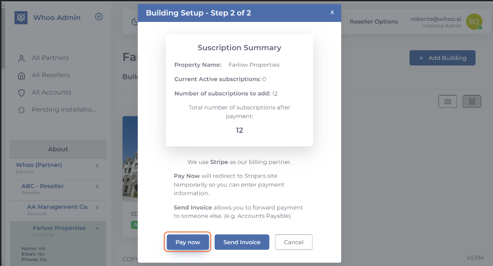 Step 2 of 2 - Choose how you want to pay for subscriptions.