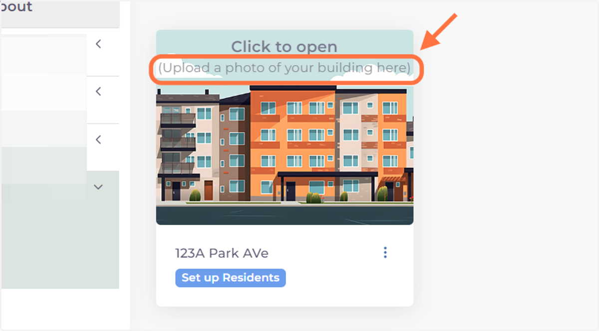 Click on (Upload a photo of your building here)