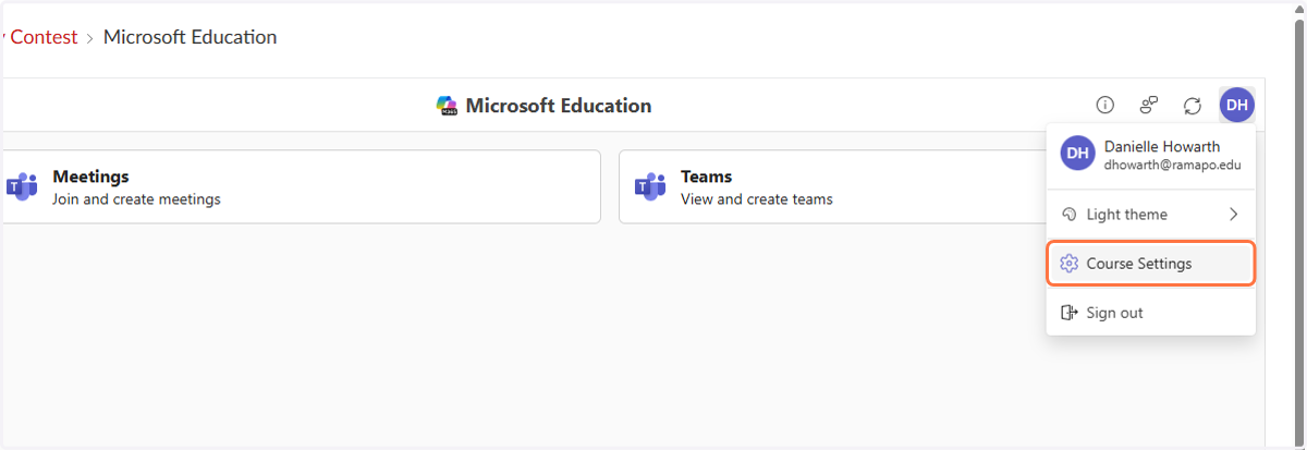 Select Course Settings.