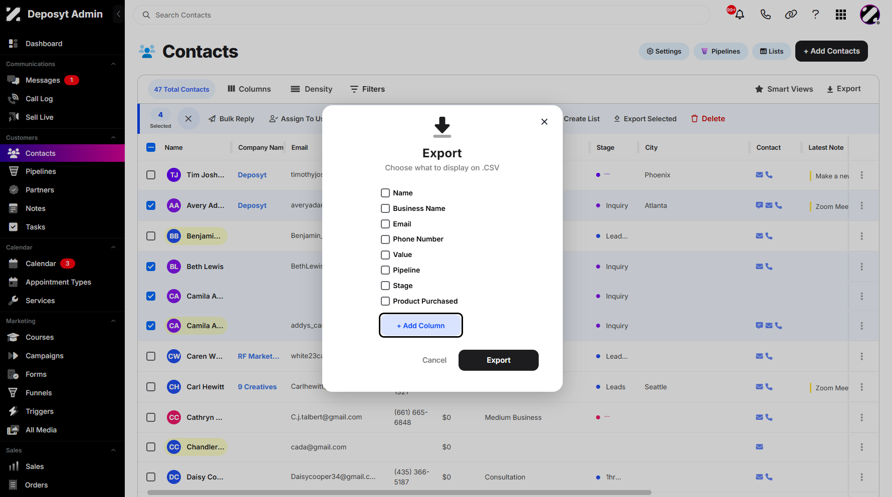 Step 7: You can add a new column if needed by clicking on + Add Column.