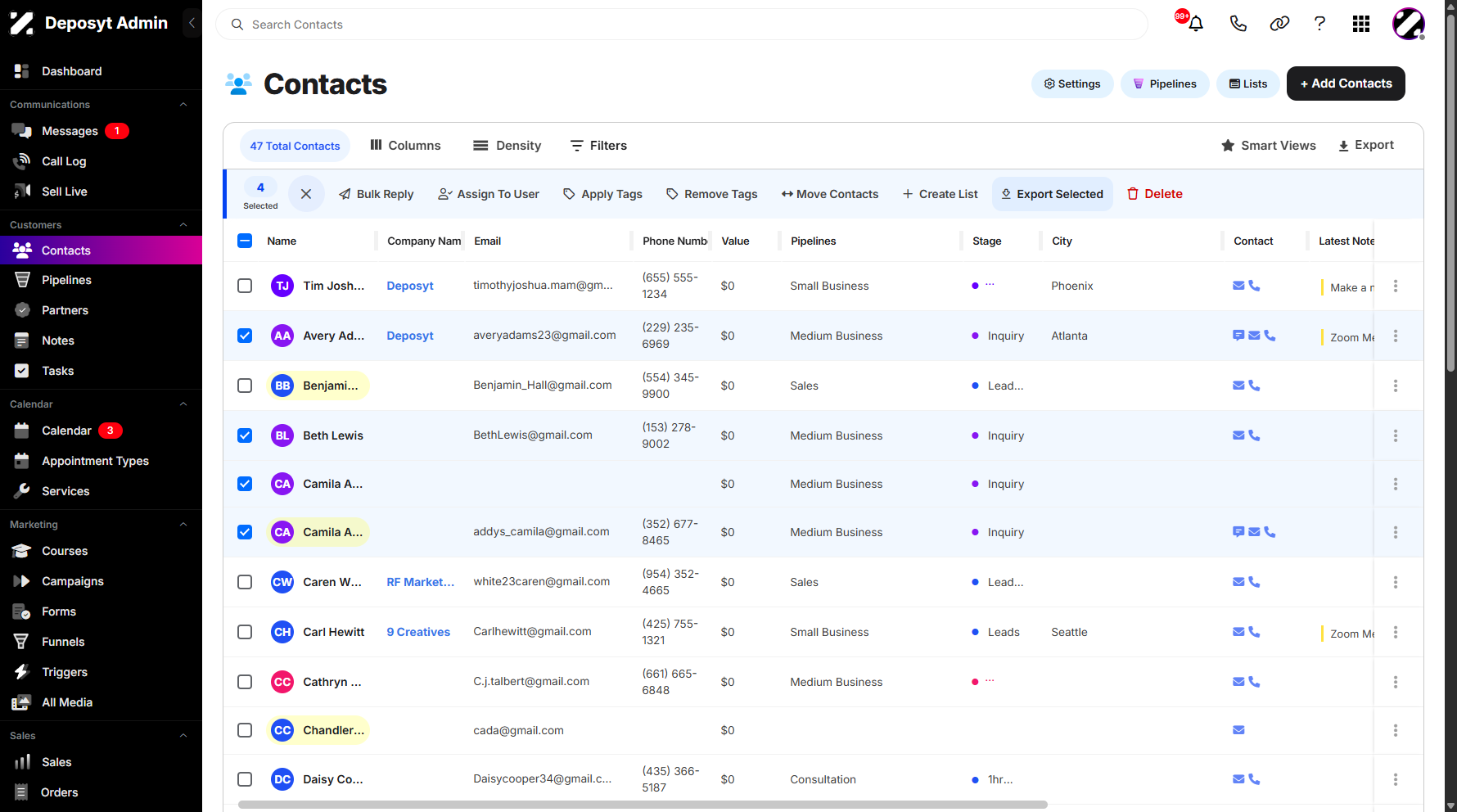 Step 5: Click on Export Selected to proceed.