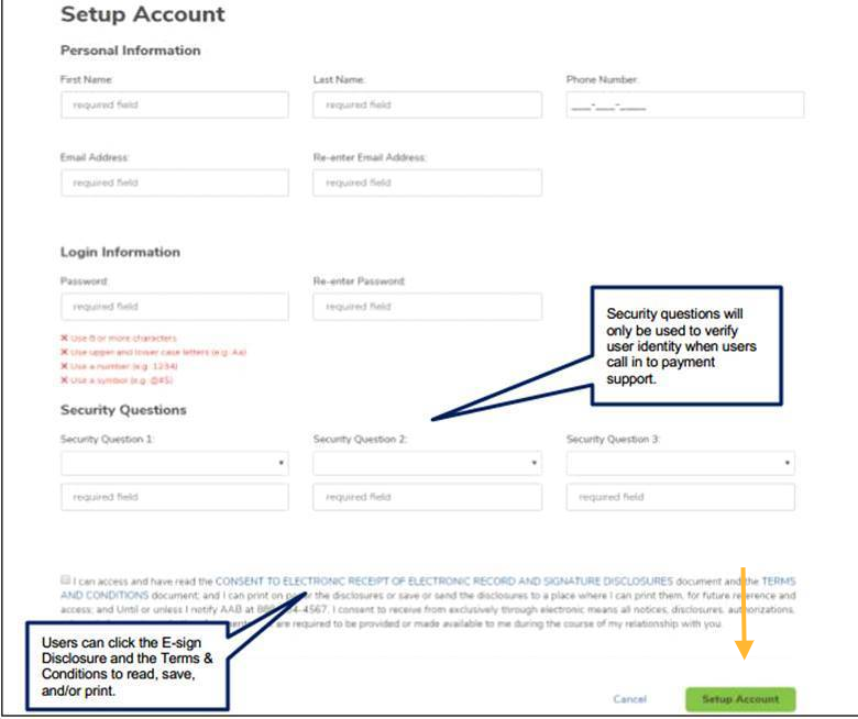 Click Setup Account to finish creating the account.