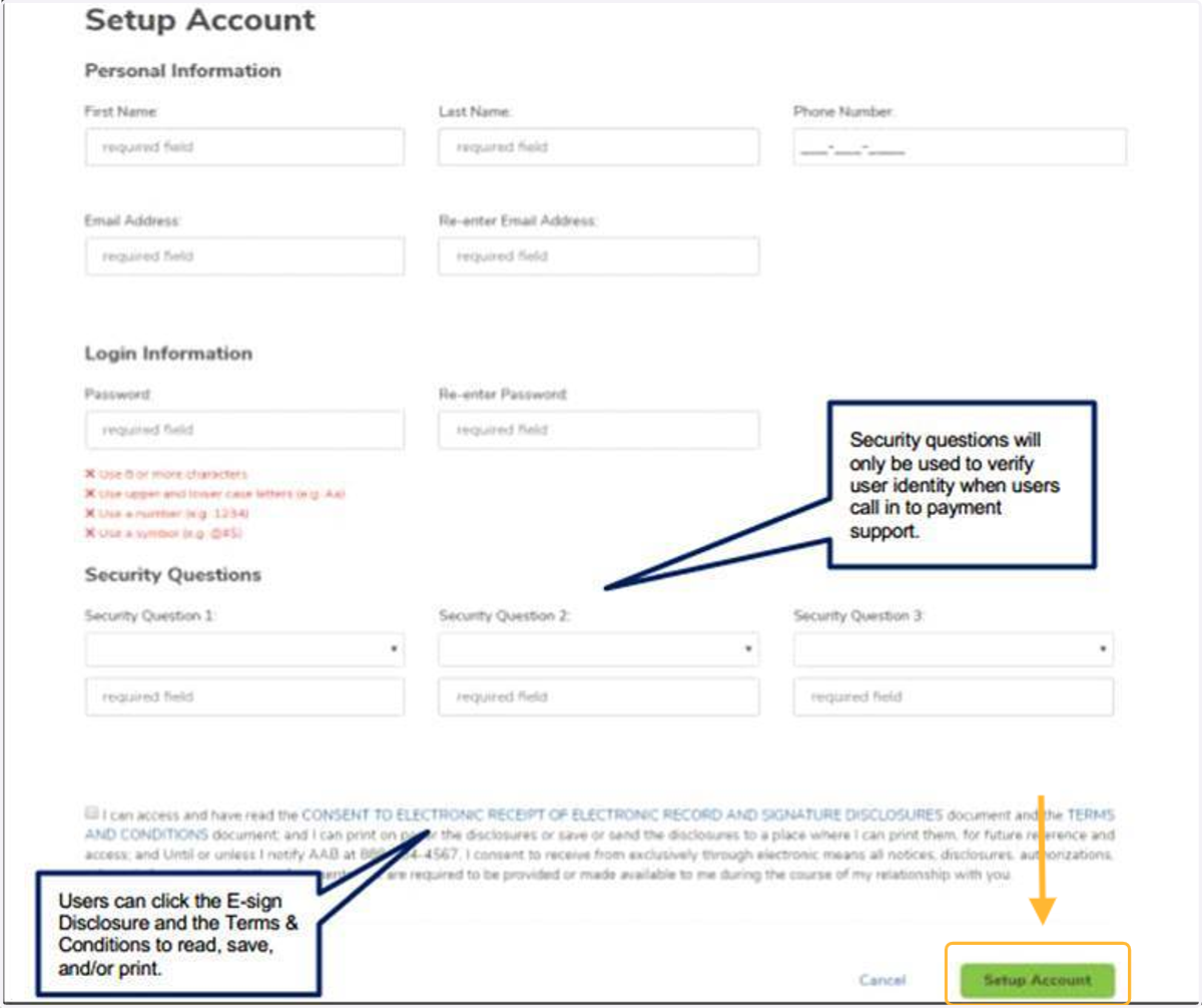 Click Setup Account to finish creating the account.