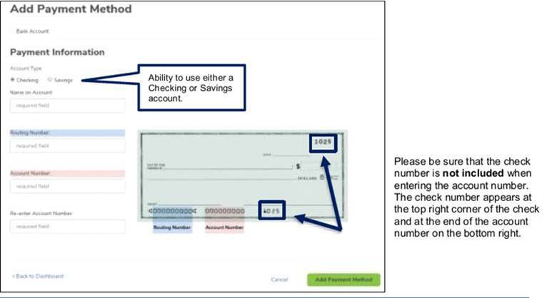 To add or delete a payment method, click Payment Methods located on the User Dashboard.