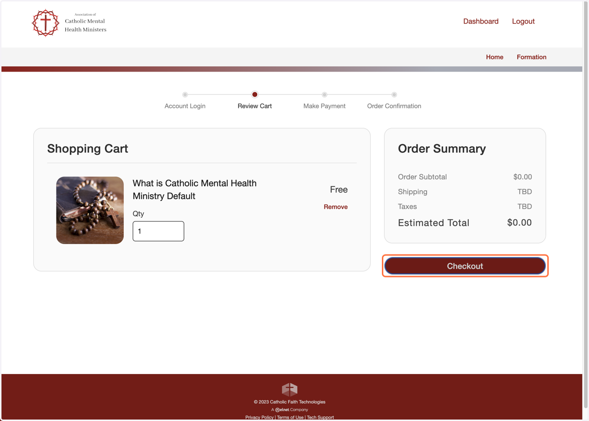 Click on Checkout