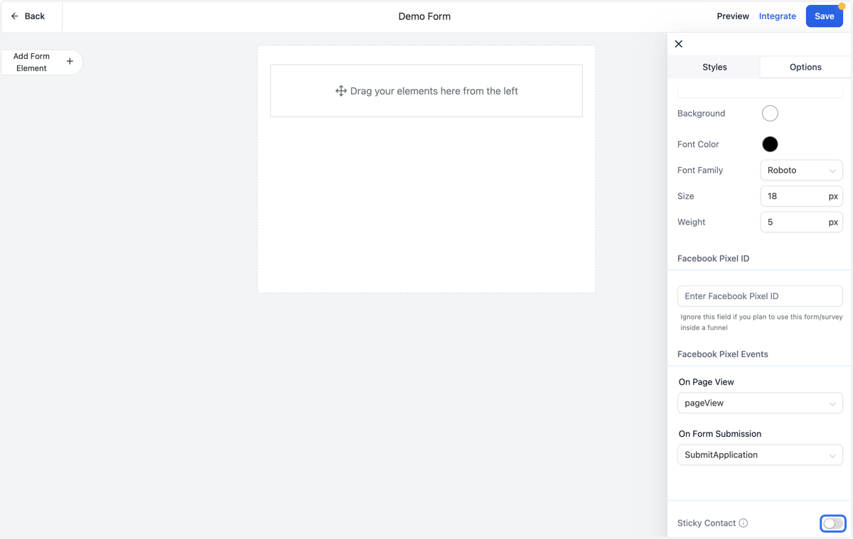 Toggle On Sticky Contact