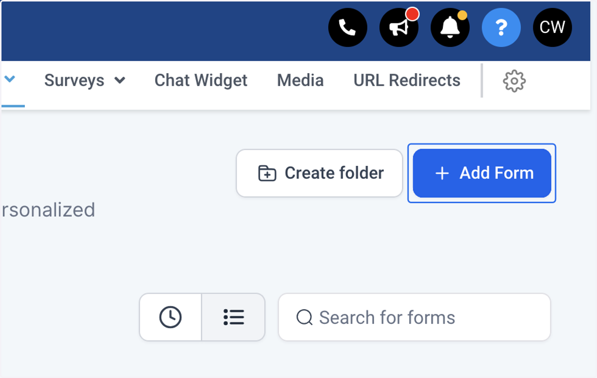 Click on Add Form