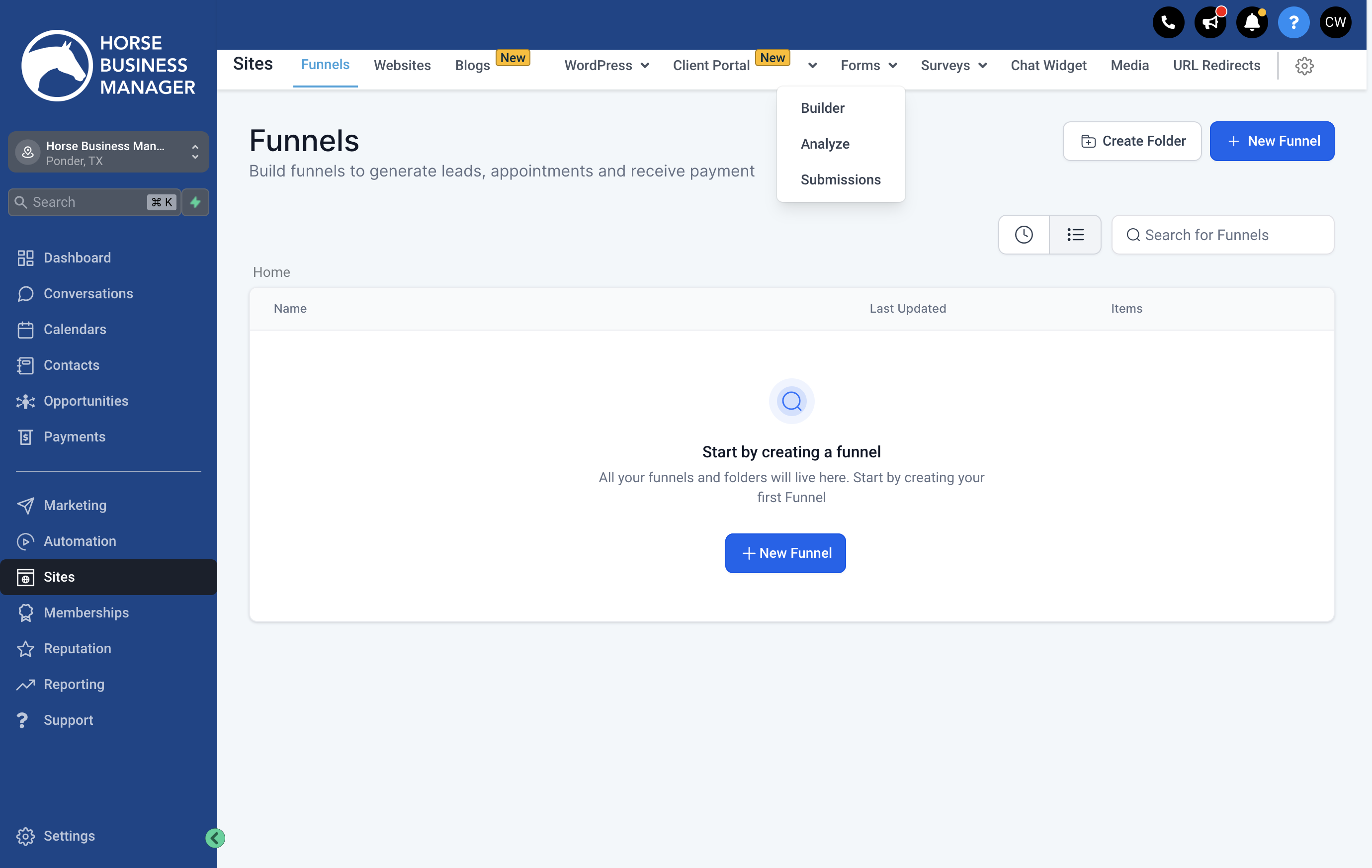 Click on Forms