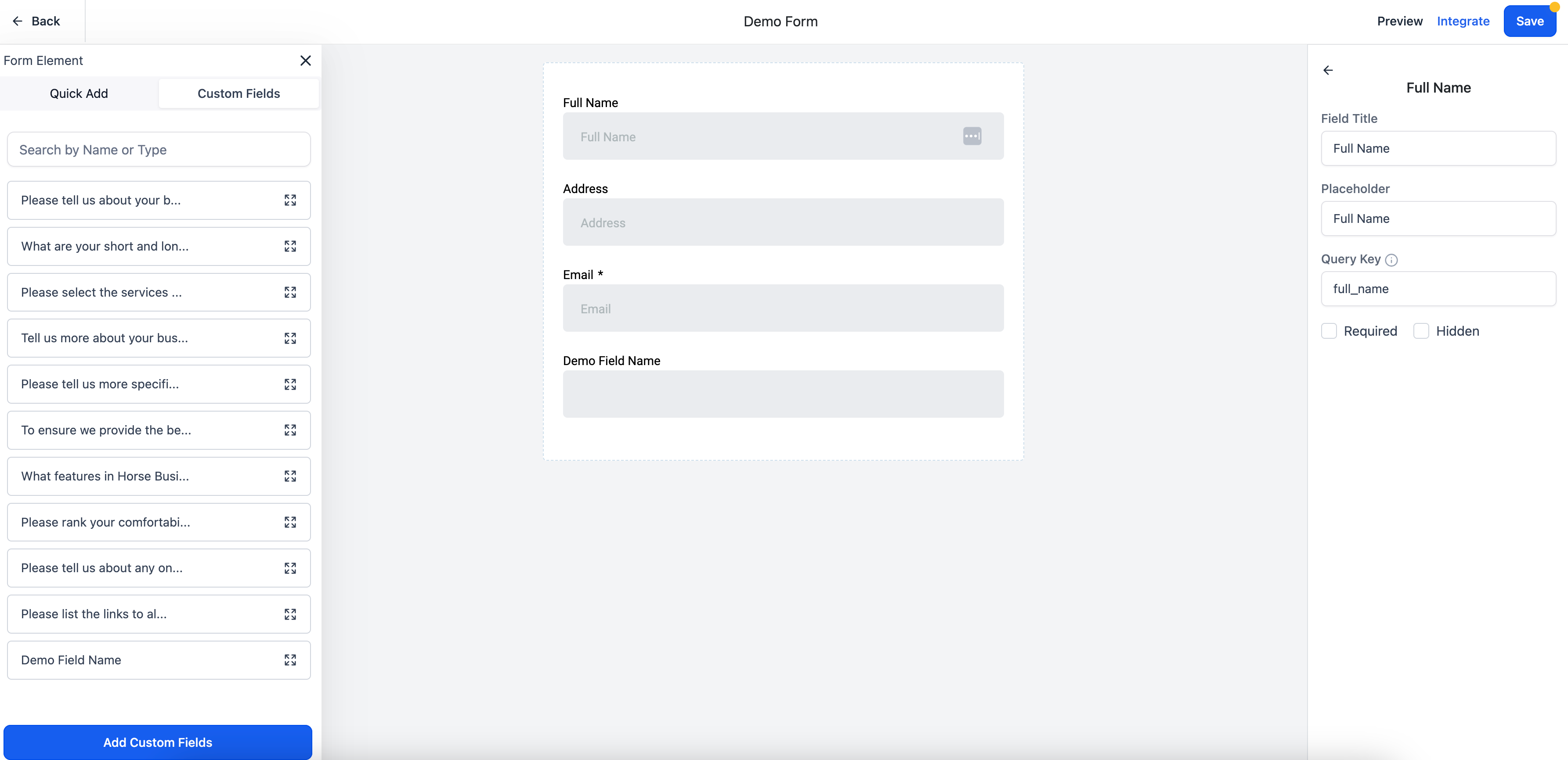 Once you are finished building your form, click Save
