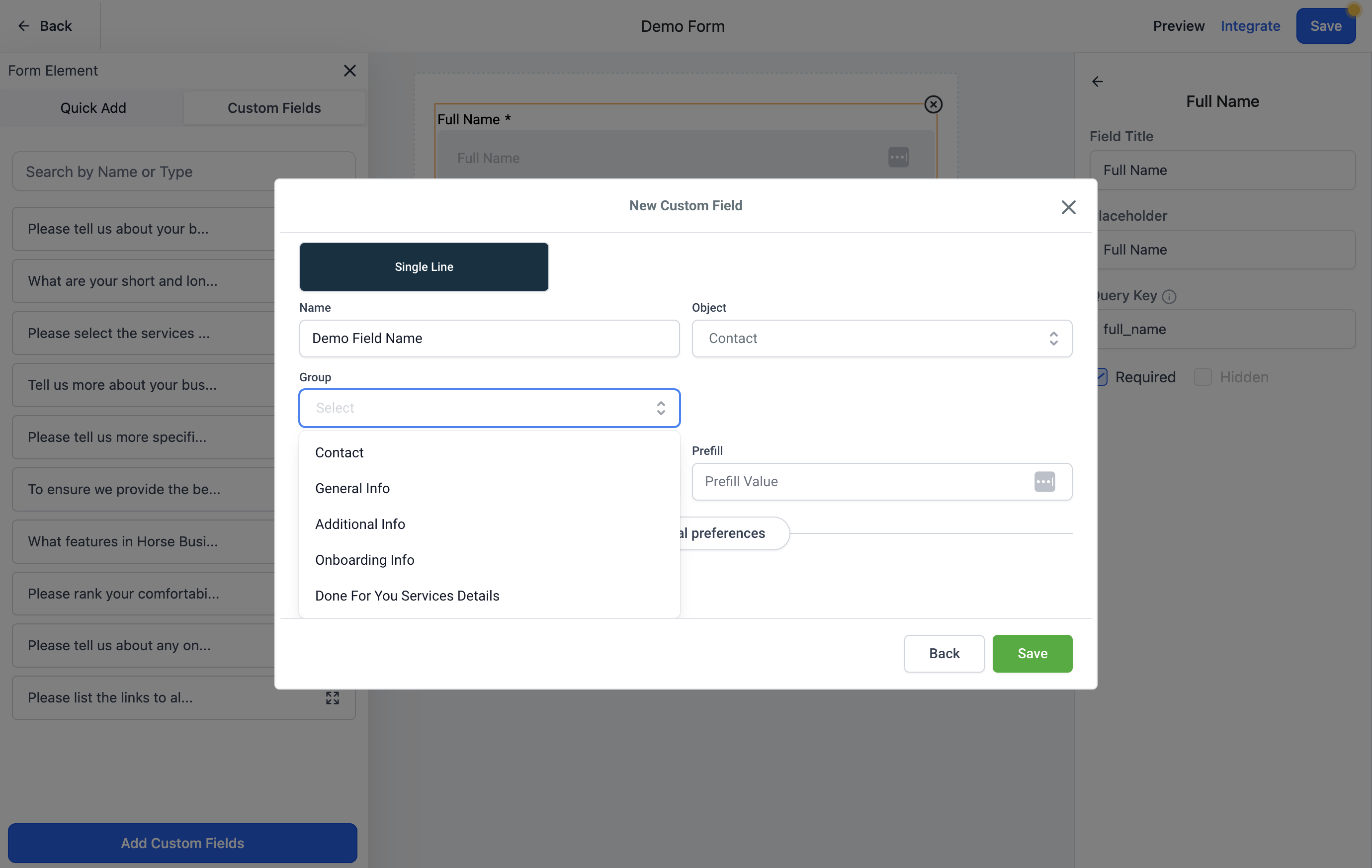 To add new Groups, see the Editing Custom Fields tutorial
