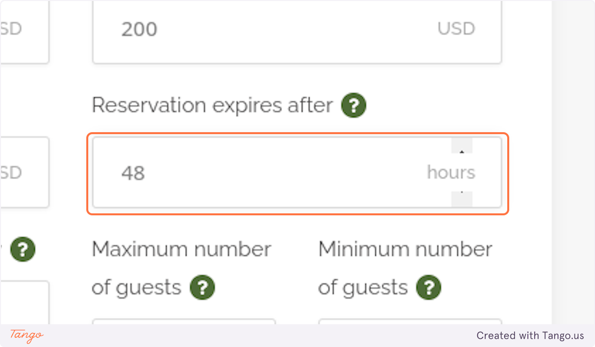 If Instant Booking is NOT Enabled, Fill "Reservation expires after"