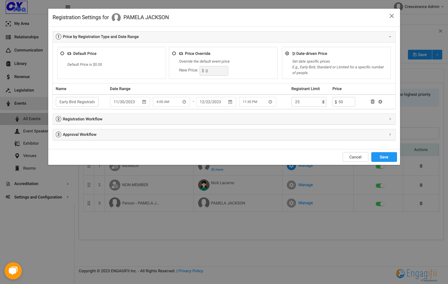 Enter the parameters for the date driven pricing